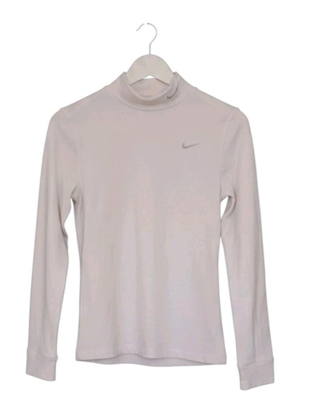 Nike Pro Dri-FIT Top Womens Size M Light Pink Mock Neck Long Sleeve HAS FLAW